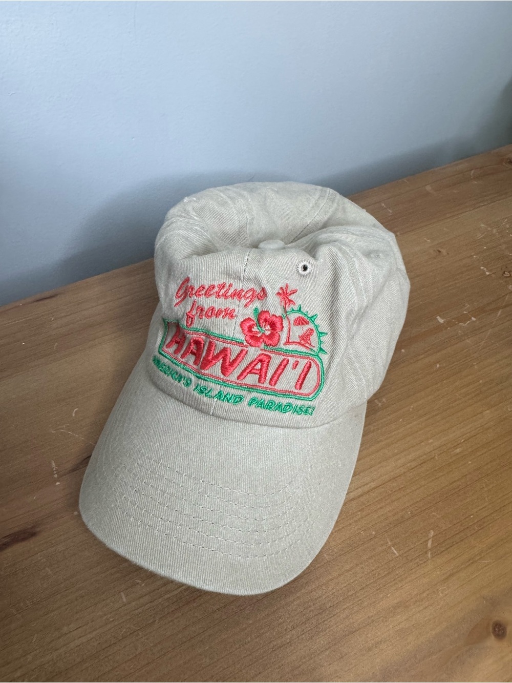 Hawaii Embroidered Beige Baseball Cap